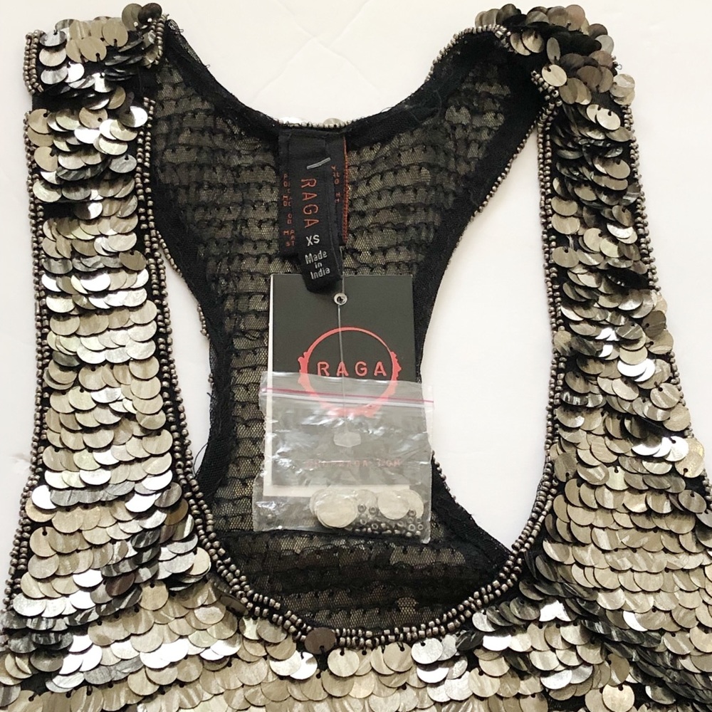 Raga Gold Rush Crop Top Razorback Sequin Tank - Picture 6 of 8